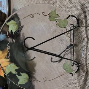 Decorative Vintage 9" Glass Plate with Leaf Design